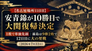 【名古屋場所11日目】安青錦が10勝目で大関復帰決定