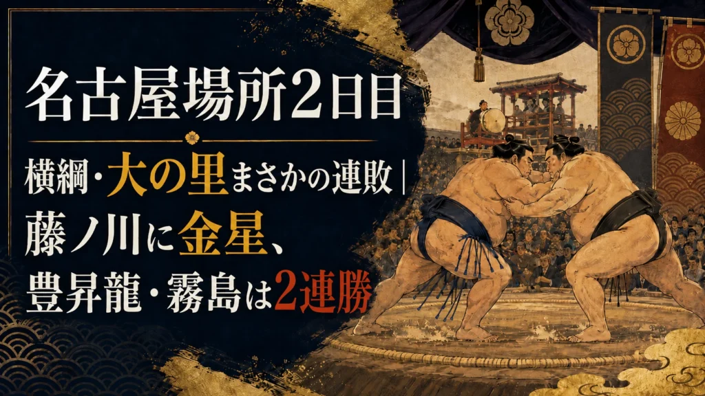 【名古屋場所2日目】横綱・大の里まさかの2連敗、藤ノ川に突き落とし…豊昇龍・霧島は2連勝で明暗